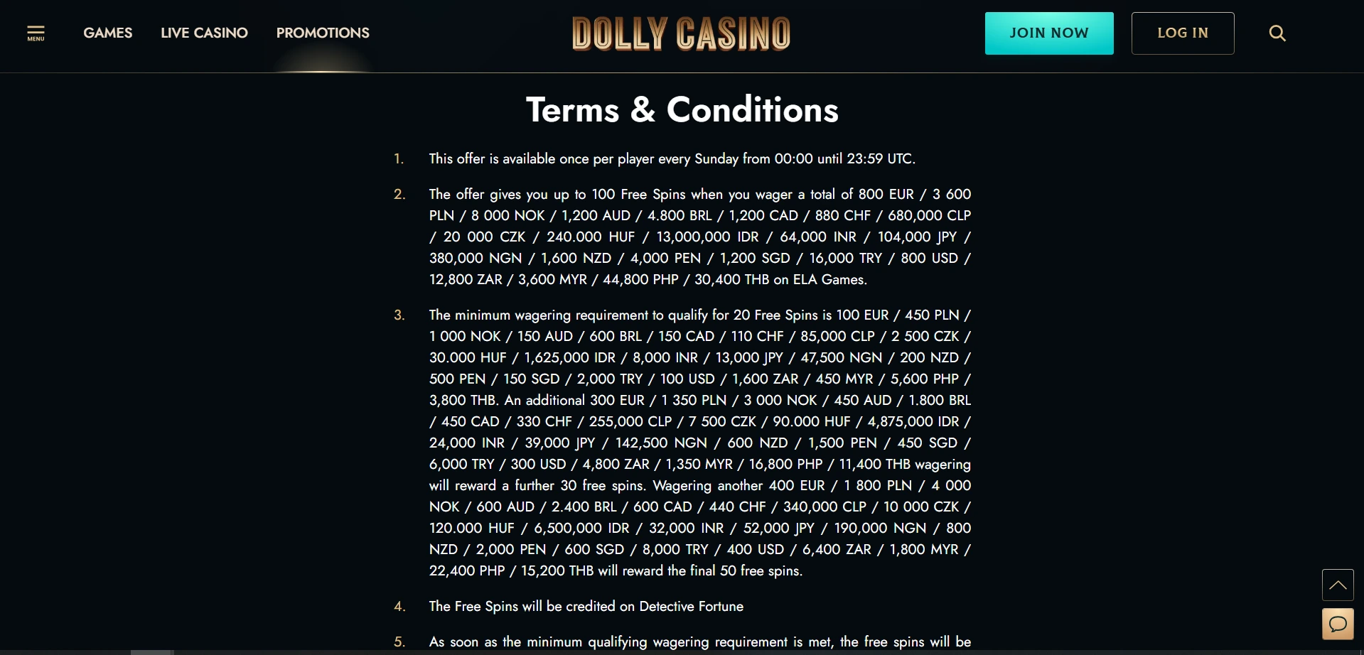 conditions sans dépôt dolly casino